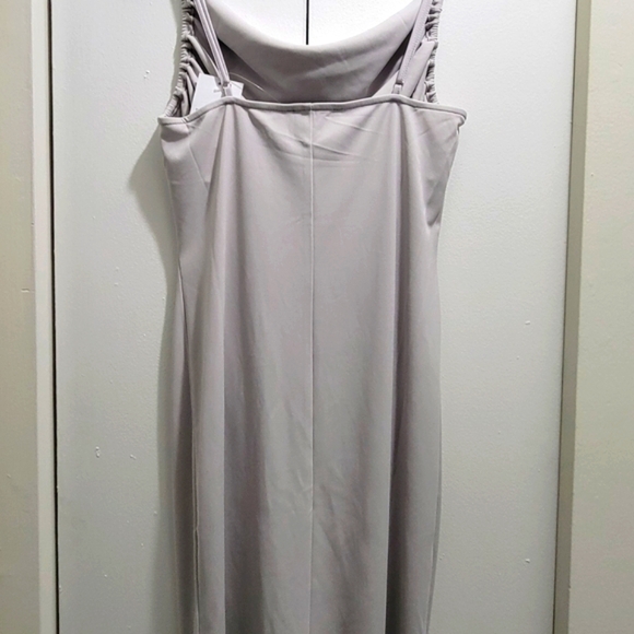 S O L D Gray Cowl Neck Ruched Spaghetti Strap Midi Dress size XL - Picture 5 of 12